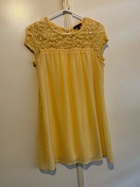 Yellow Lace Chiffon Dress- Small